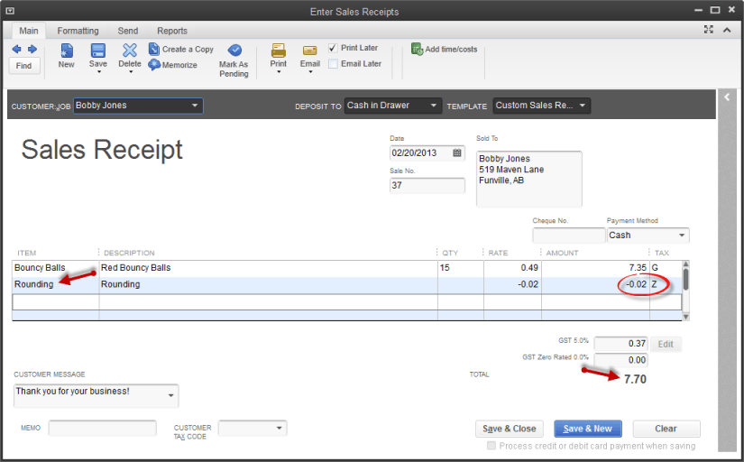 Rounding Down Sales Receipt ii