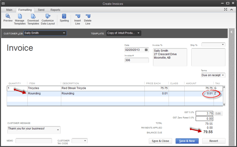 Rounding Up on Invoice